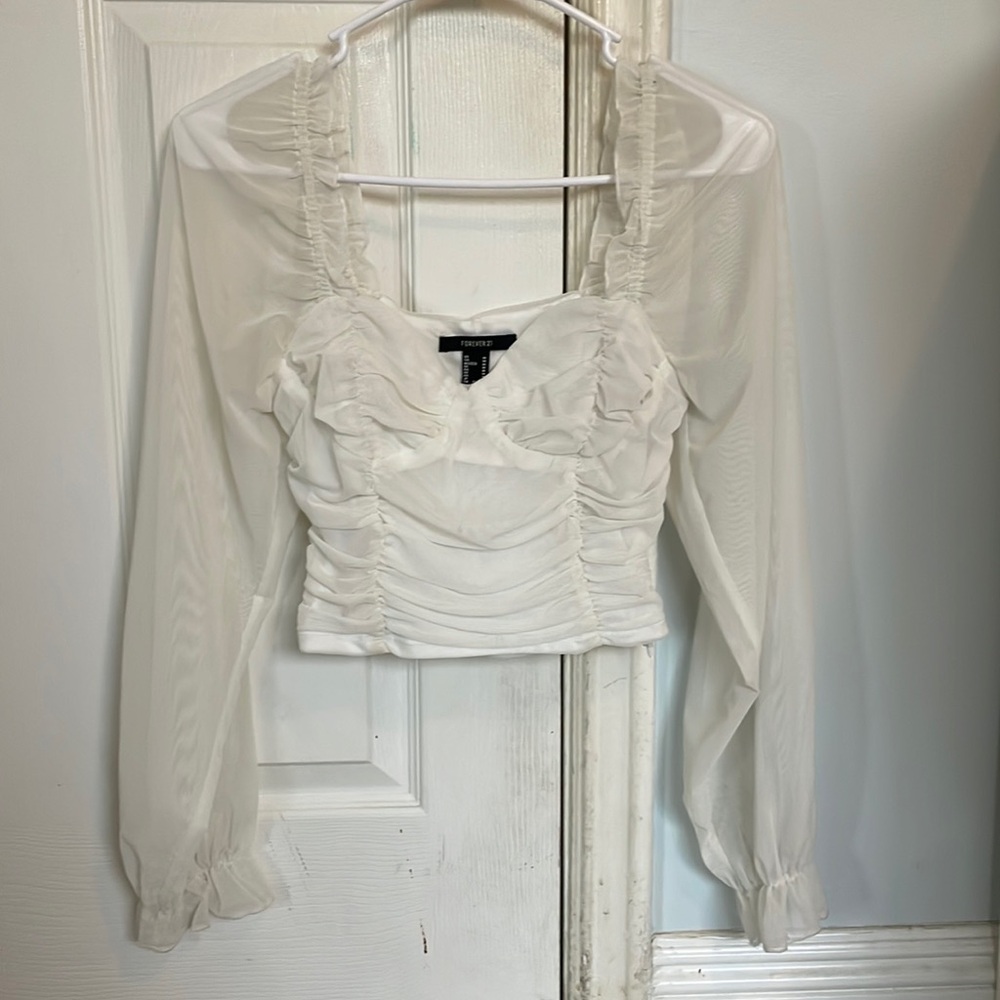 forever 21 white sheer top